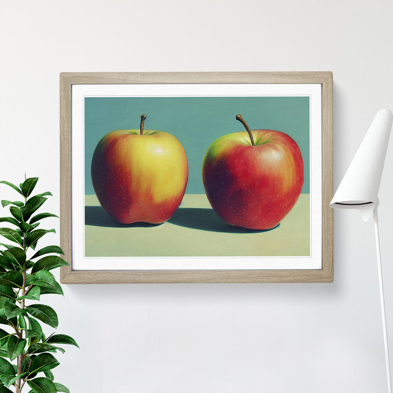Two Apples Fruit Vol.2 - Framed Print, 34cm H x 46cm W x 2cm D, Oak