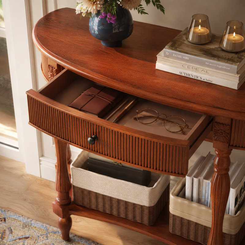 Console demi-lune Velmont, Brown