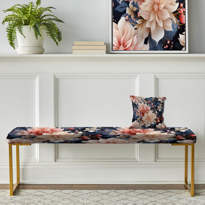 Banc floral rembourré or