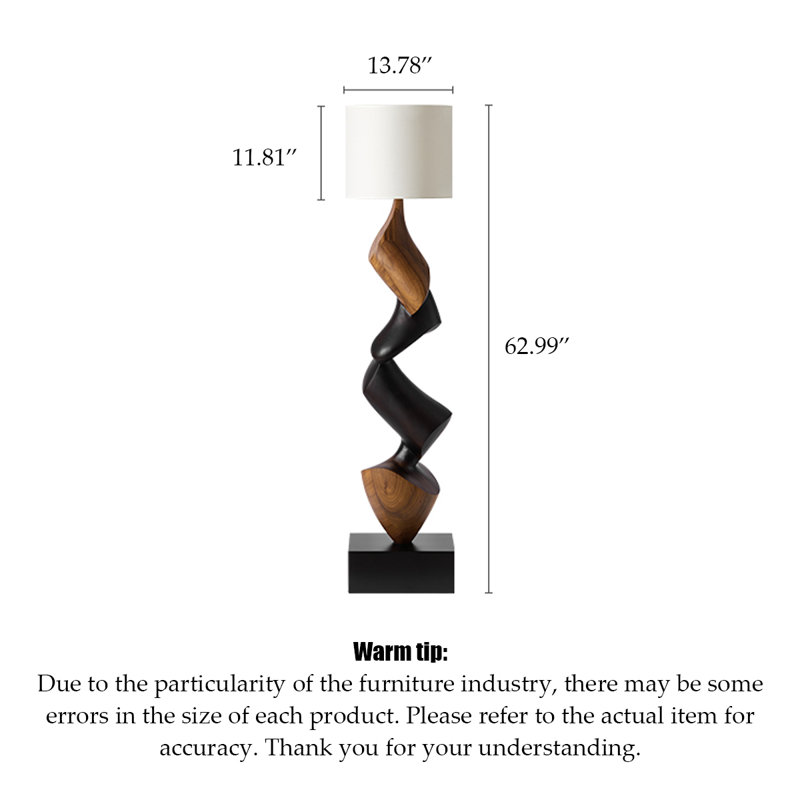 Italian Style Paulownia Wood and Linen Floor Lamp