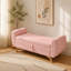 Banc moderne de 145 cm (57 po) en velours côtelé avec espace de rangement intégré, pattes en bois, rose, idéal pour les chambres et les couloirs.