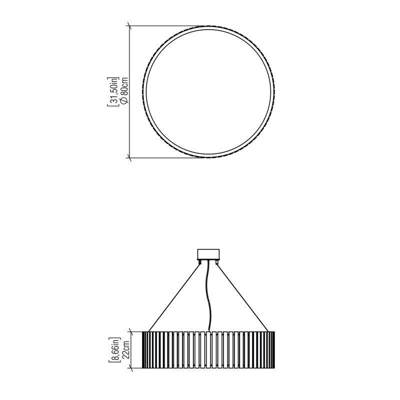 1 - Light LED Chandelier, 8.66" H x 31.5" W x 31.5" D, Charcoal, Yes
