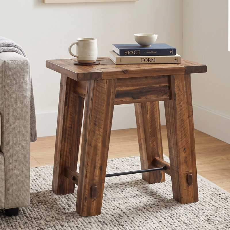 Solid Wood Farmhouse Accent Table, 27"W