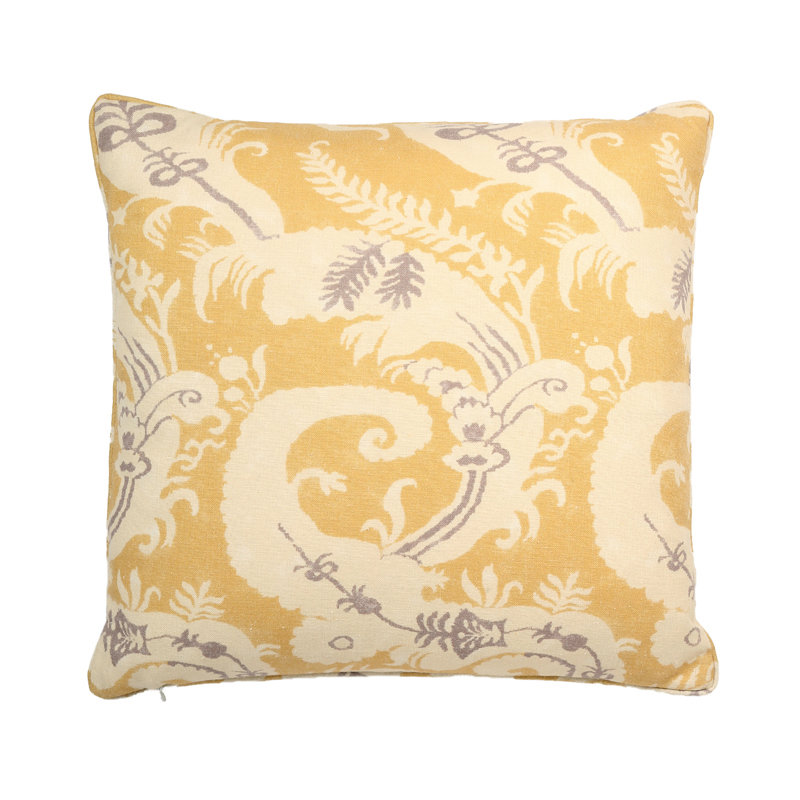 Housse et insert de coussin carré Vienna, Jaune, H 20 po x l 20 po x P 6,5 po, Plumes