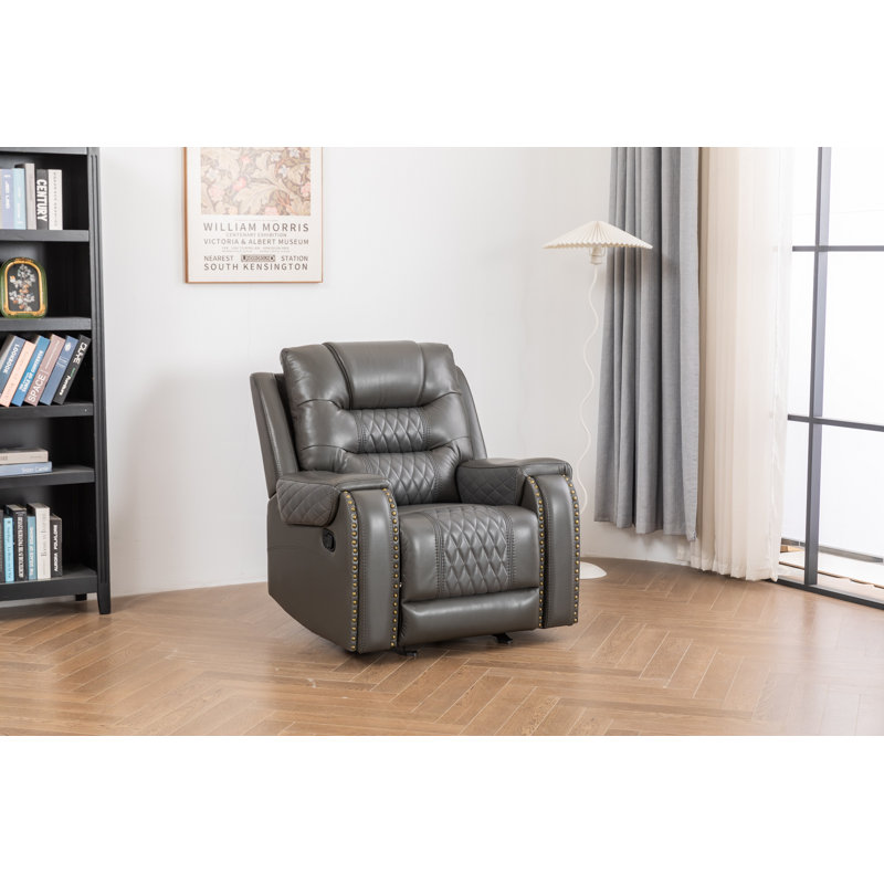 Fauteuil inclinable et berçant en cuir Ilyia, Similicuir gris