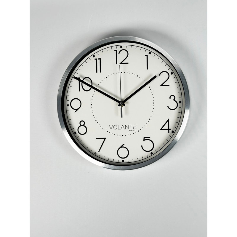 Stylish Decorative Wall Clock, 30 x 30 inches, Silver Aluminum | Real Glass Cover, Thickness: 1.8 inches | Modern Design for Home & Office Decor, Elegant & Functional Timepiece