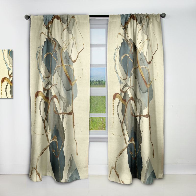 Panneau de rideau floral, motif de fleurs rétro occultant - Motif floral rétro X, L 52 po x L 95 po