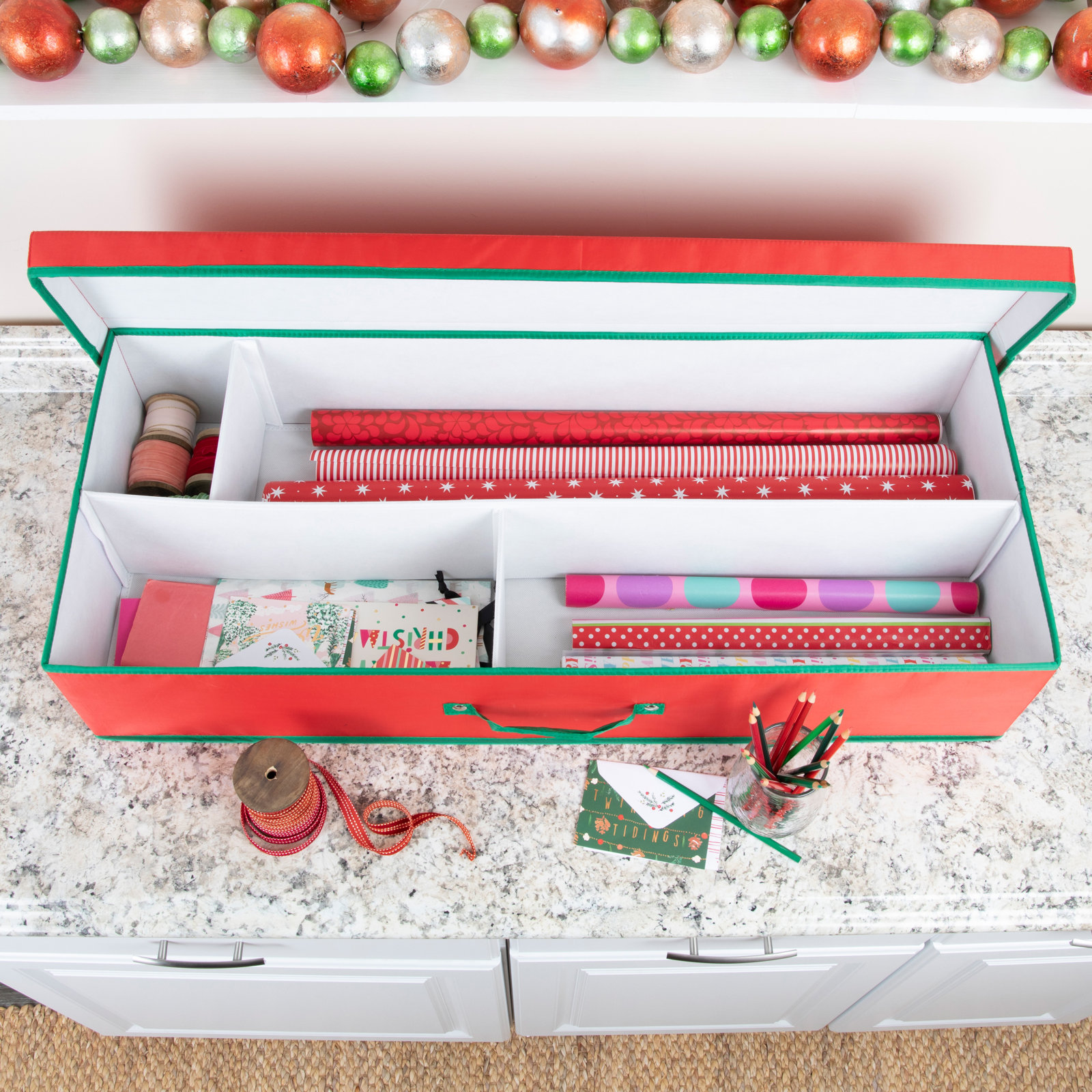 Maye Gift Wrap Storage, Red/Green