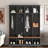 Farmhouse Wide Hall Tree With 8 Hooks, Bench And Open Compartments-1958582499