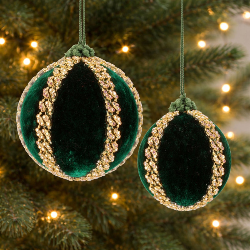 Ornements en forme de boule scintillante (ensemble de 4) - Décorations de Noël en plastique / polyester de 3 po et 4 po