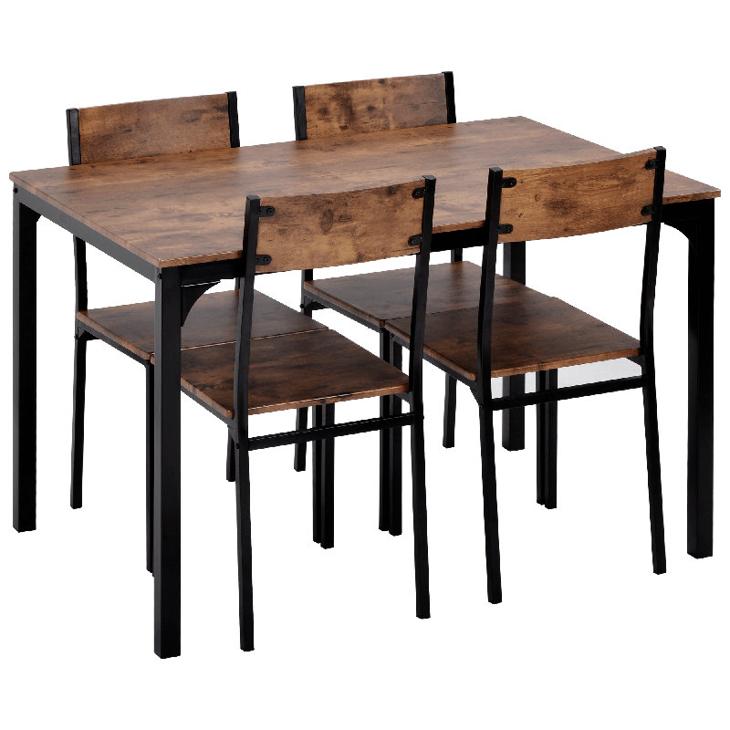 Archer-James 4 - Person Dining Set, Rustic Brown, Black, Rustic Brown/Black