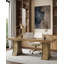 Bureau d'ordinateur 79 "en bois, bureau de direction de ferme avec base à piédestal incurvé, brun naturel