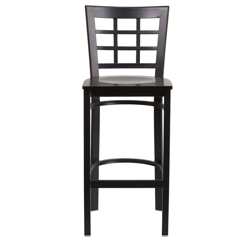 Tabouret de restaurant en métal Prompton, Noyer, 1