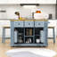 Ensemble d'îlot de cuisine avec 2 tabourets de bar, prises de courant intégrées et rangement extensible-332201032