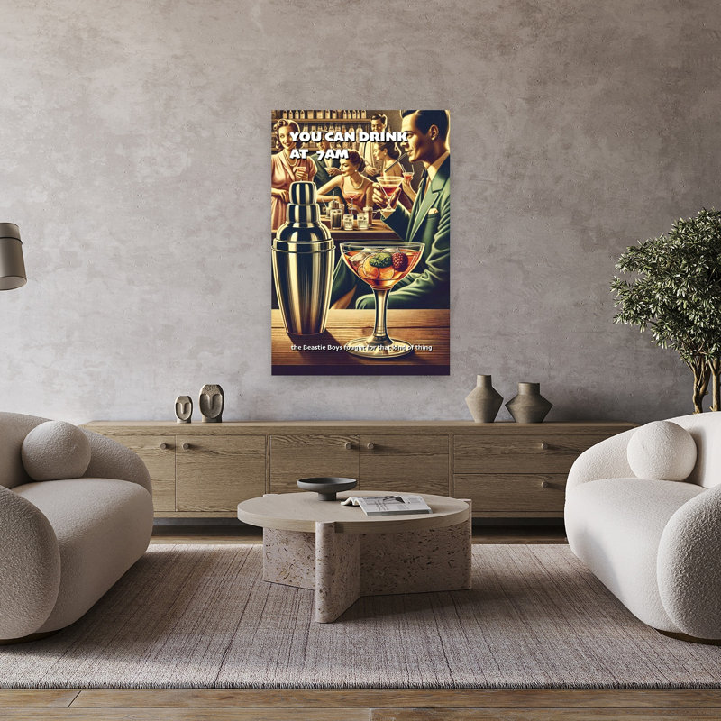 «Retro Cocktail Party», reproduction d'art rétro rétro, 48" H x 32" W