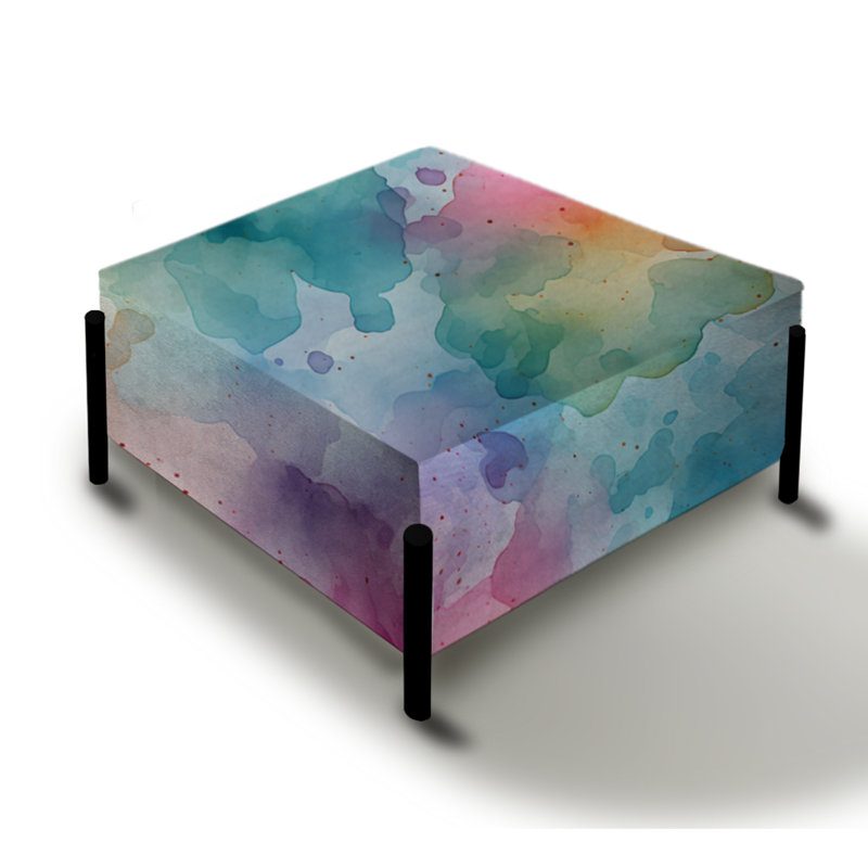 Aquarelle sereine - grand repose-pieds carré abstrait