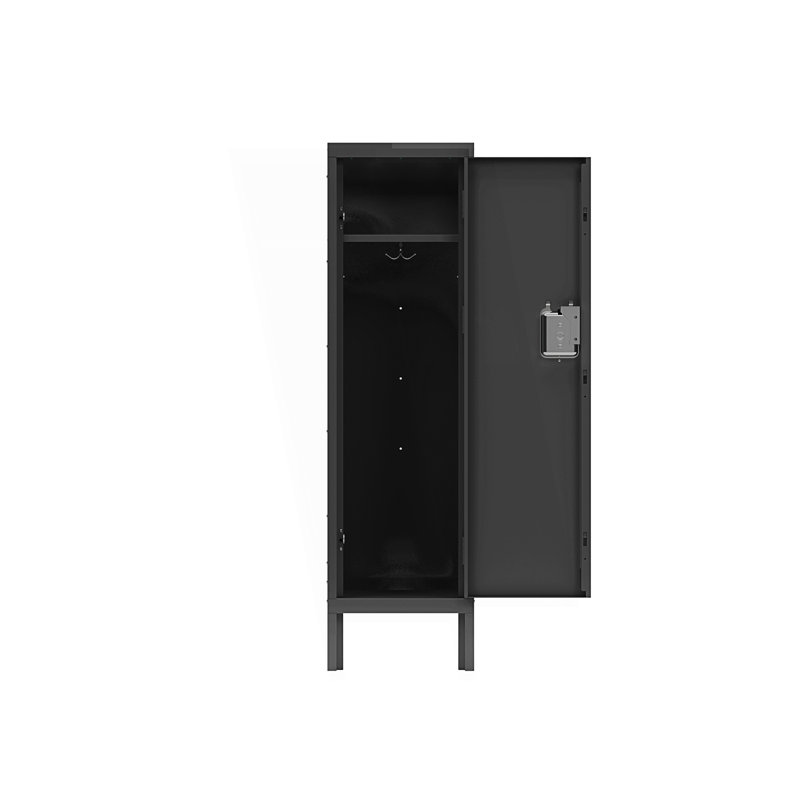 Modern 1 Door Tall Single Metal Locker-Retro Style Storage Cabinet, Black