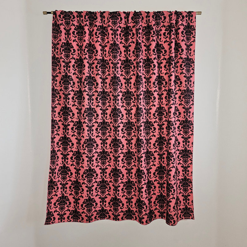 Rideau de fenêtre en popeline de polyester à imprimé damassé de 58 pouces de large, Corail, L 58 po x L 120 po