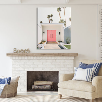 "Palm Springs", art mural sur toile rose par Sissi et Seb