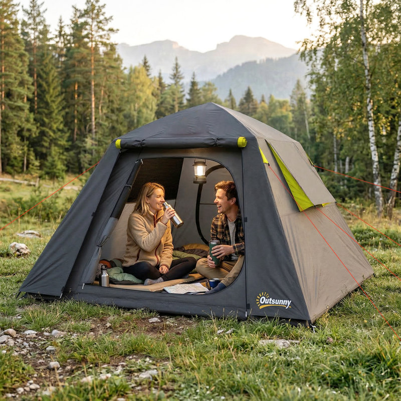 2 Person Tent, Grey/Green