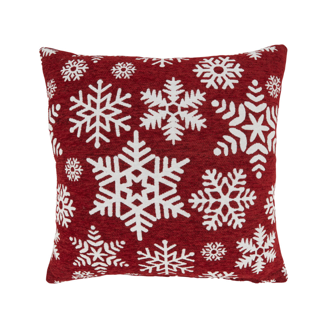 Frosty Opulence Chenille Jacquard Snowflakes Throw Pillow Cover Saro