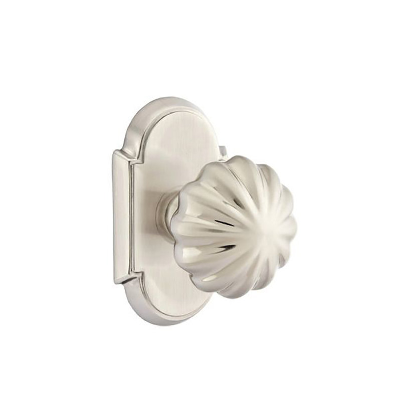 Ensemble de boutons de confidentialité Emtek avec bouton rosette et melon n ° 8, Nickel satiné