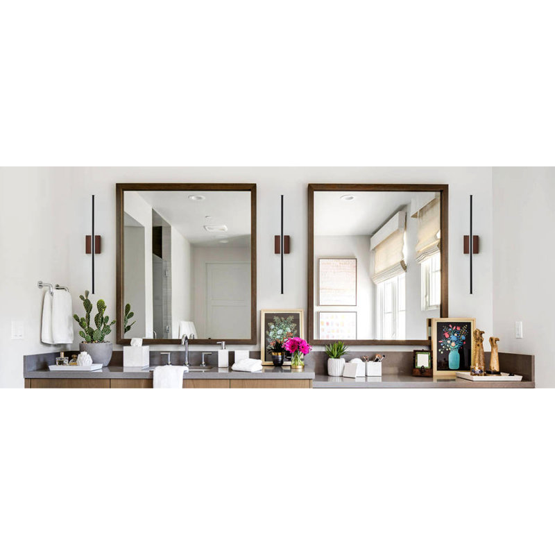 Applique murale 32 W pour salle de bain, blanc froid 6000 K, métal noir mat, corrosion, doux, pour salle de bain, couloir, bureau, chambre à coucher, salon, 32 W, convient 10 à 15 m, bureau