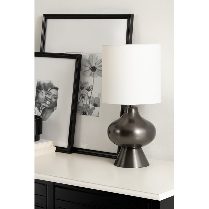 Modern Sculpted Bedside Table Lamp, Gray