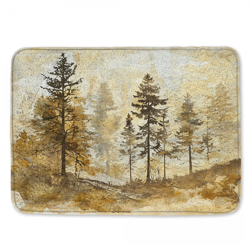 Misty Forest Landscape Bath Mat, 24in W x 17in L