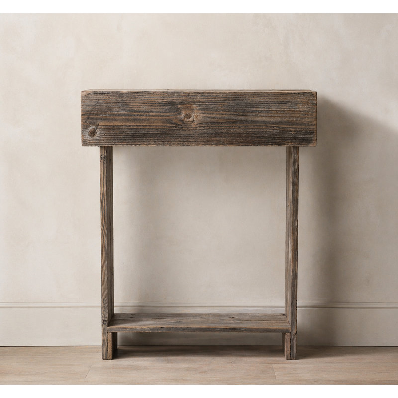  Slim Reclaimed Wood Console Table | Minimal Entryway Accent (26" x 8" x 30"H) Natural, Natural