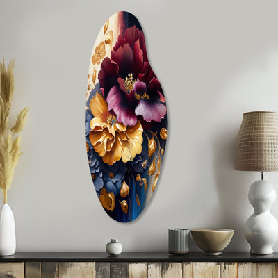 Mellery - Floral Curved Shape Asymmetric Metal Wall Art