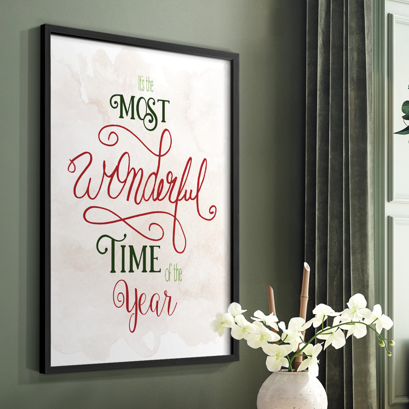 «Wonderful Time of the Year», reproduction encadrée - bois massif, H 20 po x l 16 po, Noir