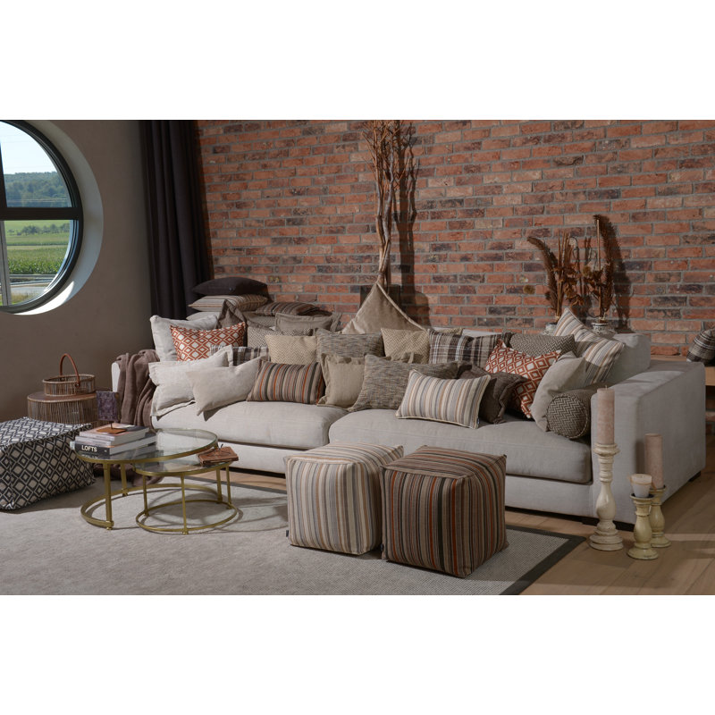 Zircono Chevron Rectangular Cushion, Beige