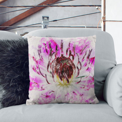Pink Clematis Flower Scatter Cushion