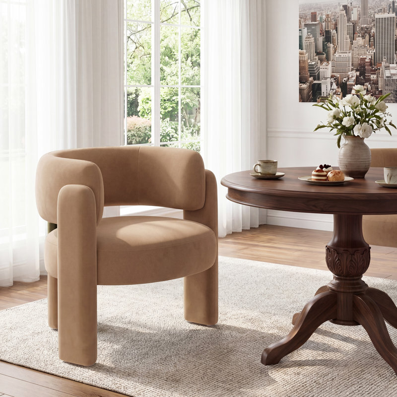 Rosanno Velvet Upholstered Dining Armchair , Khaki Velvet
