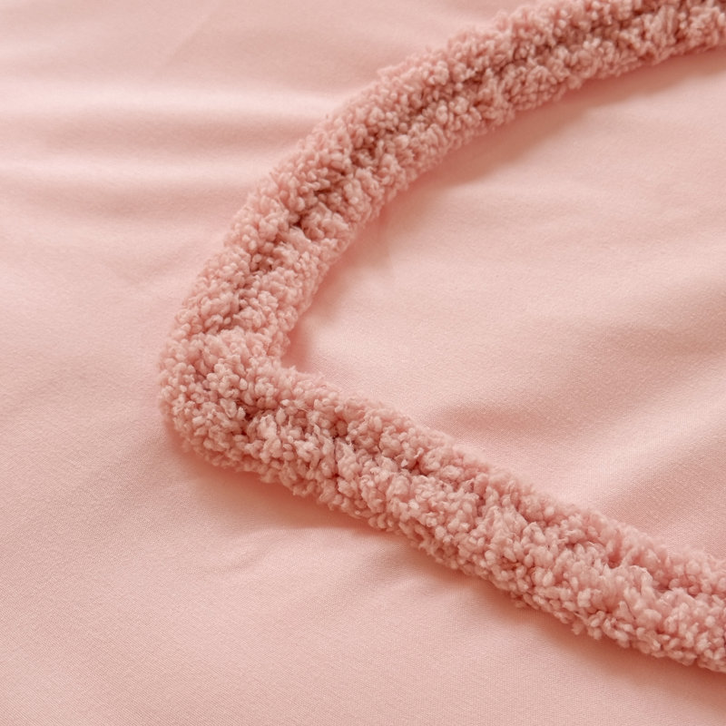 Ensemble de housse de couette avec fermeture à glissière et attaches Boho, Housse de couette grand + 2 taies d'oreiller, Rose