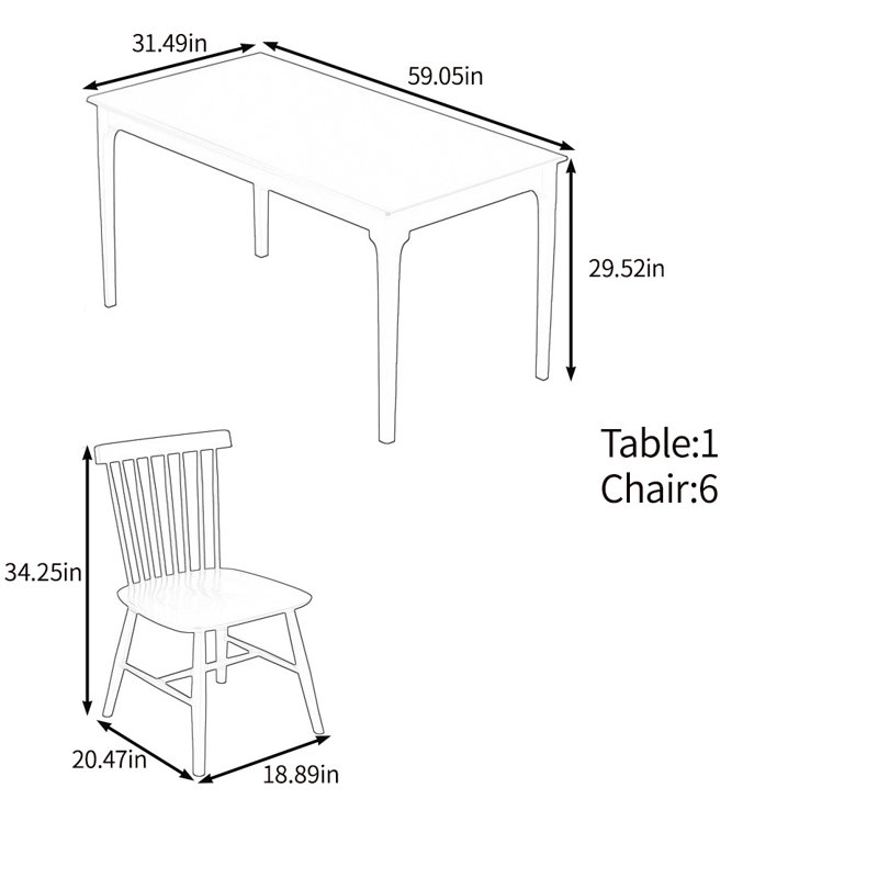 Sturdy and durable solid wood table sets, 7, Brown