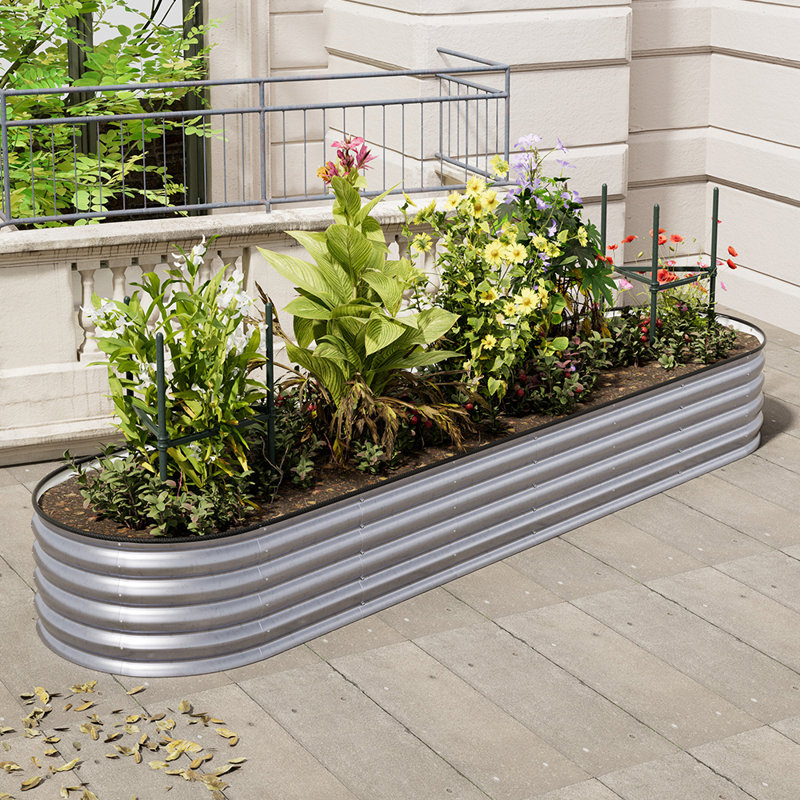 Metal Raised Garden Bed, 42cm H x 320cm W x 80cm D