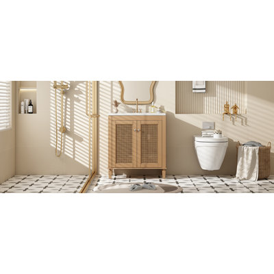 30 Inch Bathroom Vanity With Resin Sink Freestangding Bathroom Vanity Set