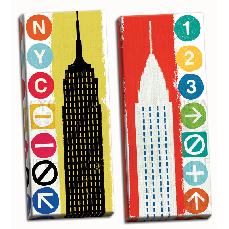 « new york city life empire & chrysler », ensemble de 2 reproductions d’art, Toile tendue, H 20 po x l 8 po x P 0,75 po
