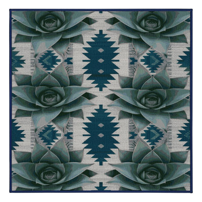 Washable Agave Plant Southwestern Area Rug