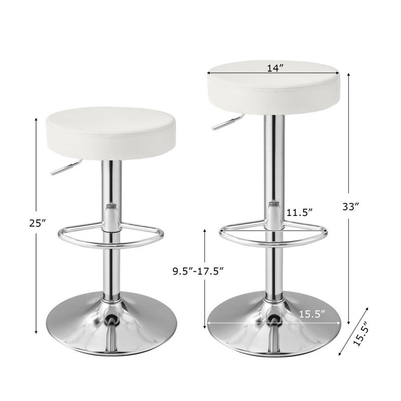 Aavi Swivel Upholstered Adjustable Height Counter Stool, White