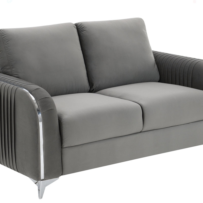 Causeuse en velours gris Wenona
