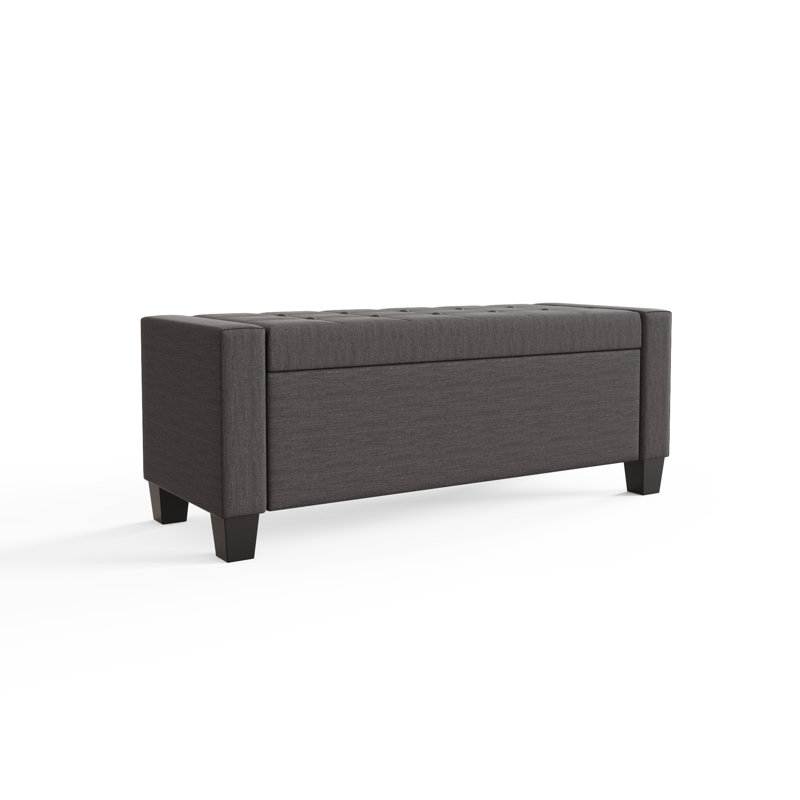 Ashley Upholstered Storage Bench, Charcoal Grey