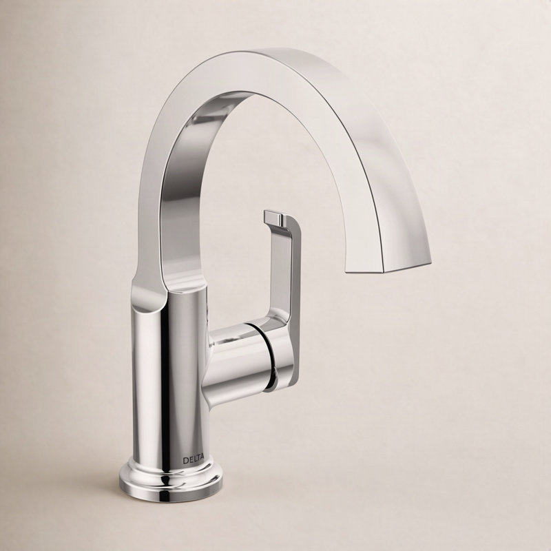 Robinet pour salle de bain à un trou Tetra, robinet de salle de bain à poignée simple avec ensemble de bonde, Chrome chrome