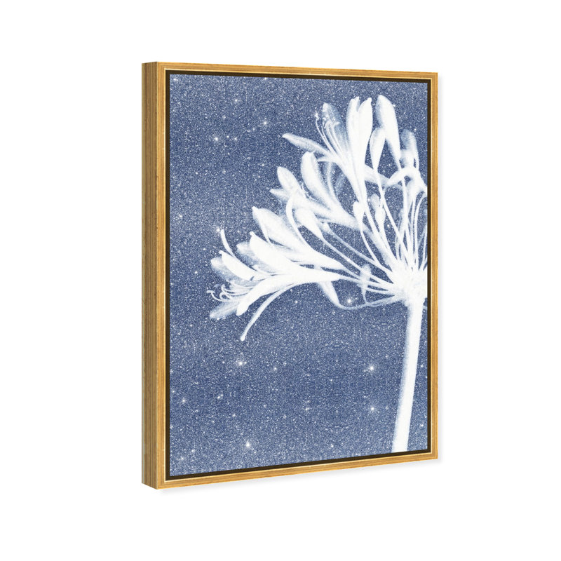 Cyan Bloom Print by Oliver Gal, 31"H x 46"W, Gold Floater Frame