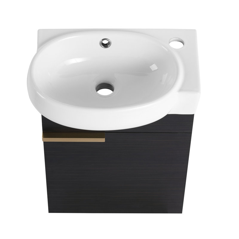 Meuble-lavabo à fermeture en douceur avec lavabo, Noir châtaignier