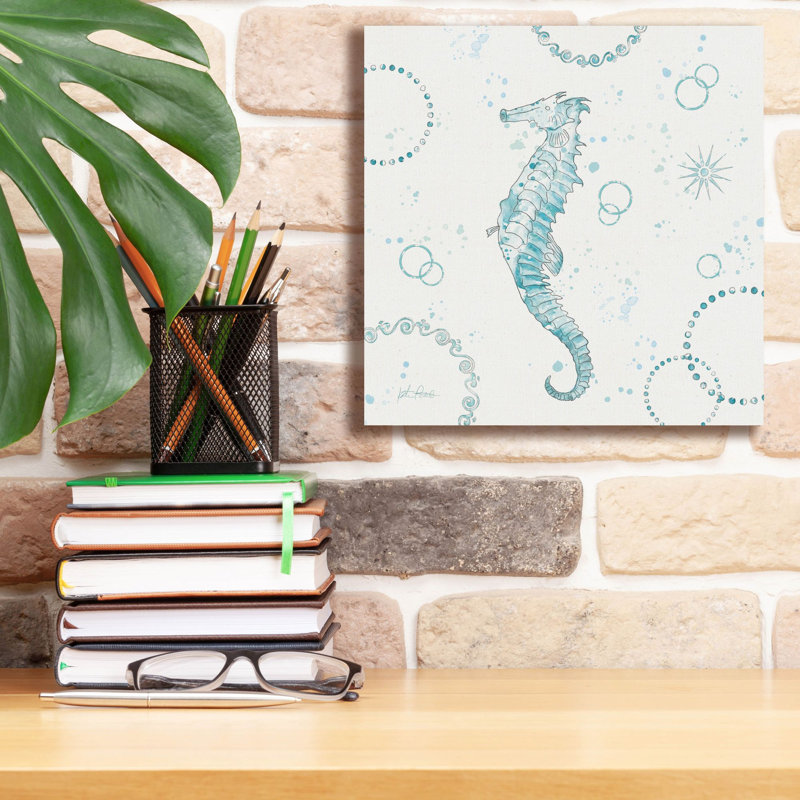 «Coastal Splash 3 One Seahorse» par Katie pertiet, art mural sur toile, H 12 po x l 12 po x P 0,75 po
