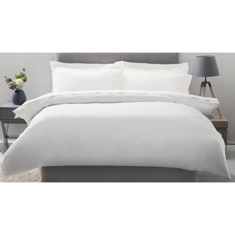 Plain Dye 200 TC Egyptian-Quality Cotton Cotton Solid Colour Duvet Cover, Double Duvet Cover, White