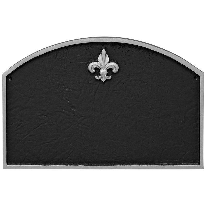 Fleur de Lis 1-Line Wall Address Plaque, Black / Silver